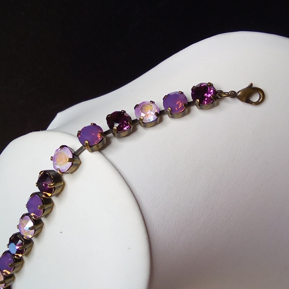 Swarovski Amethyst Opal and Lavender Crystal Bracelet on Brass - Picture 6 of 7